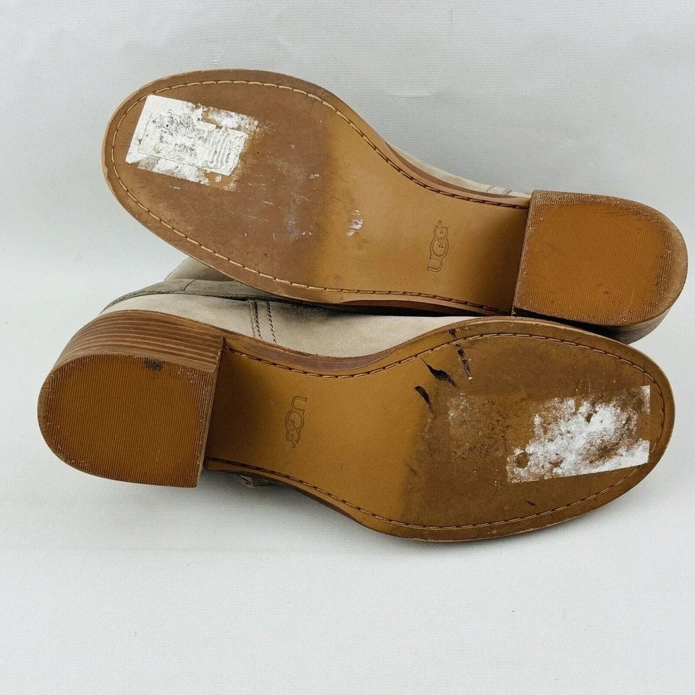 Womens 6 UGG Elora Ankle Boot Sahara Taupe Suede Leather‎ Slip On Boots